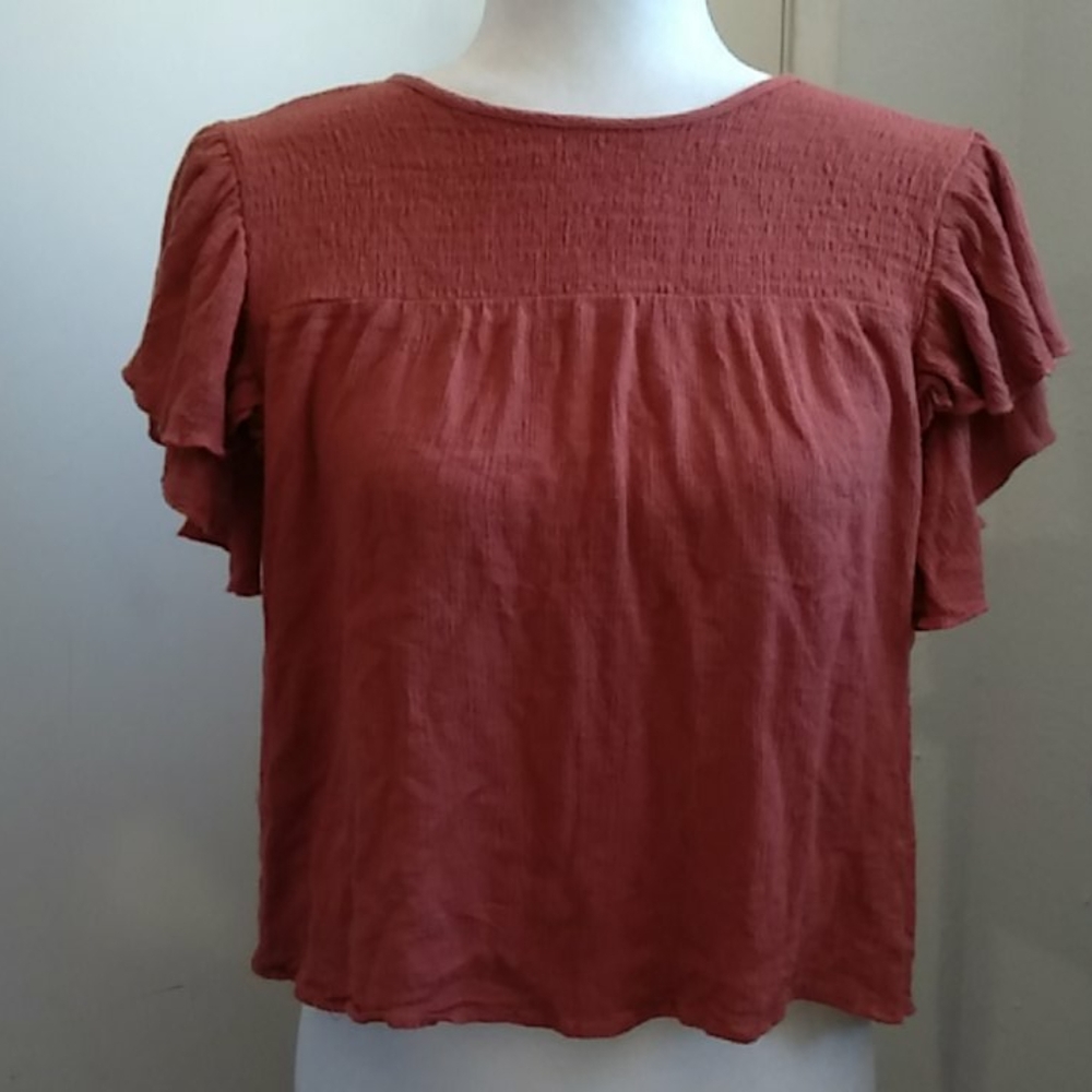 Sage and Citrus burnt orange blouse sz S